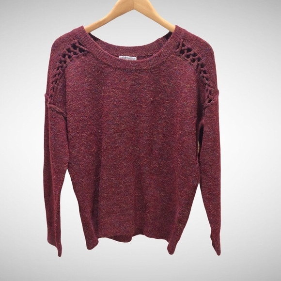Heartloom Anthropologie Sweater Lattice Shoulder Design Red Size Large - Picture 4 of 11
